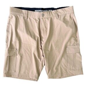 Monument Flex Tech Brown Cargo Shorts Mens 36 Stretch Utility Pockets Outdoors